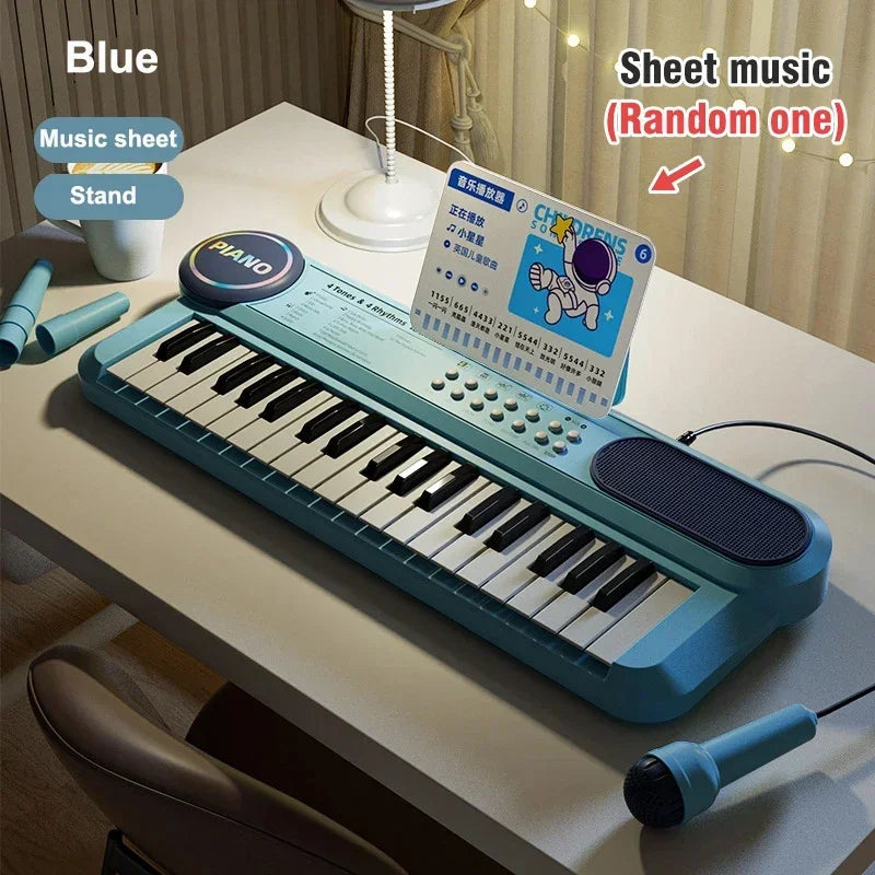 Electric Piano Toy Musical Games 37 Keyboard with Microphone Singing Songs Development Educational Toy Children toddler gifts