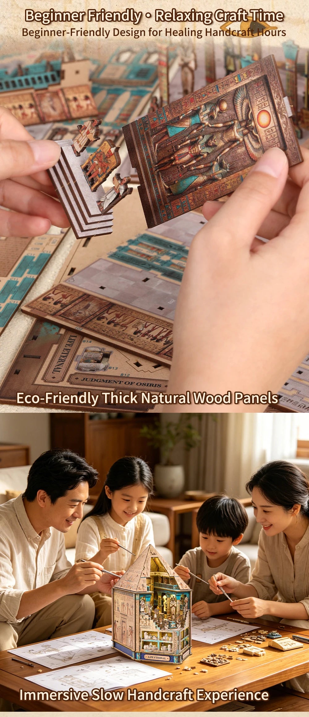 Book Nook Kit  3D Wooden Puzzle Egyptian Pharaoh MummyDIY Miniature Dollhouse Pyramid Model Building Home Decoration Gifts