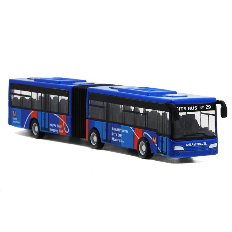 Double Section City Bus Toy Simulation Pull Back Vehicle Model  Play Car Multiple Color Options For  Collection