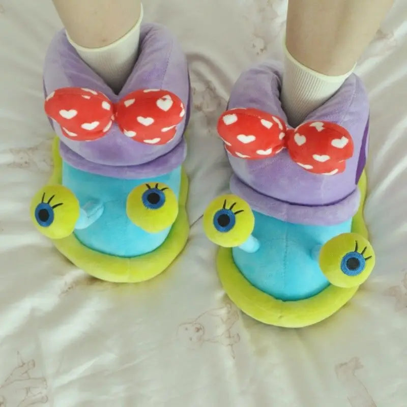 Plush SpongeBob SquarePants Cotton Shoes Snail Bags Heels Cute Home Slippers SpongeBob SquarePants Snail Boots Plush Gift