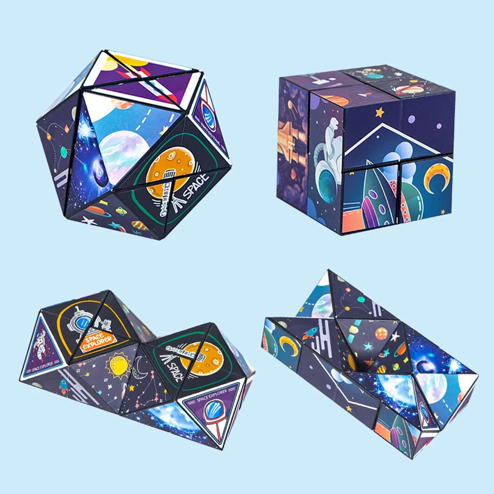 Magic Cubo Fidget Toys for Kids Geometric Changeable Magnetic Anti Stress 3D Hand Flip Puzzle Cubo Creative Boy Toys Xmas Gifts