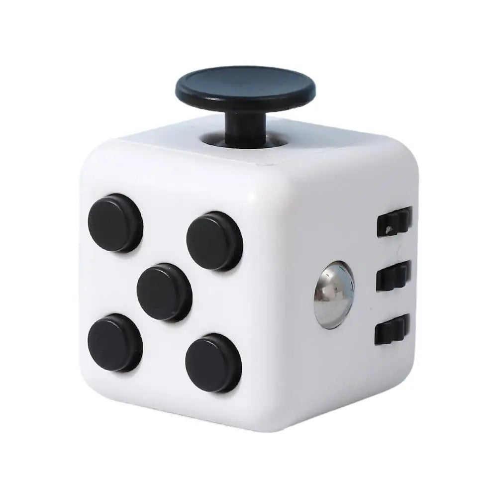 Square Infinity Dice Fidget Toy with Tactile Buttons Multifunctional 6-Side Decompression Cube Clicker Switch Gear Dial Joystick