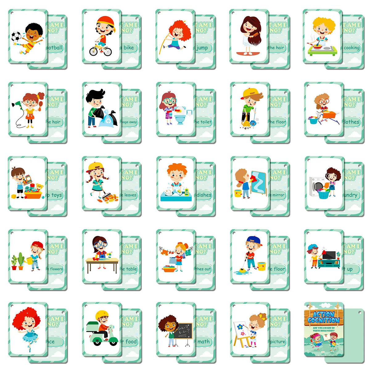 50Pcs/Set Cognition Learning Card Funny Memory Flash Cards Early Education Educational Toys For Children Kids