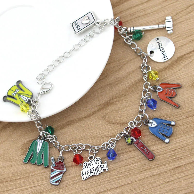 Heathers Broadway Musicals Themed Bracelet for Women Men Multicharm Metal Charm Bracelet Music Enthusiasts Gifts