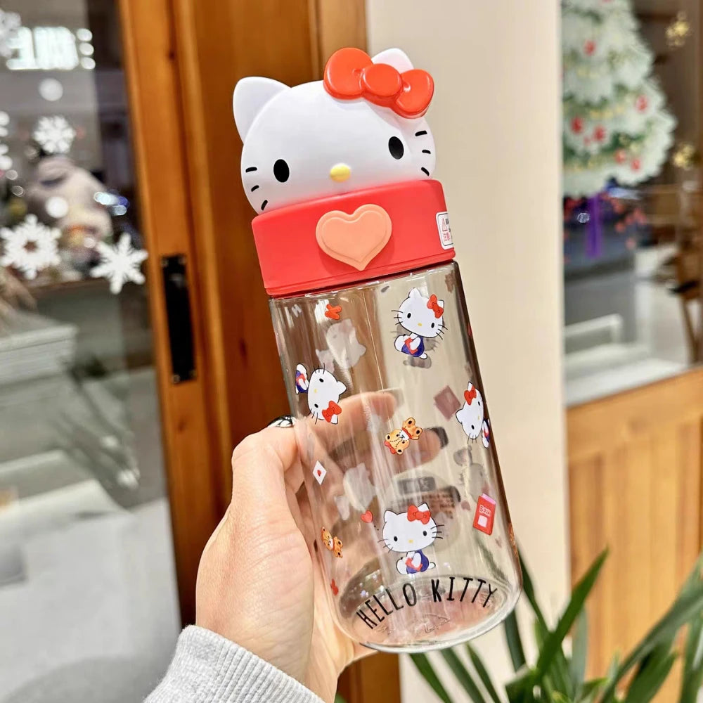 500ML Sanrio Hello Kitty Kuromi Clear Mug Anime Melody Student Outdoor Camping Kawaii Water Reservoir Water Mugs Friend Gifts