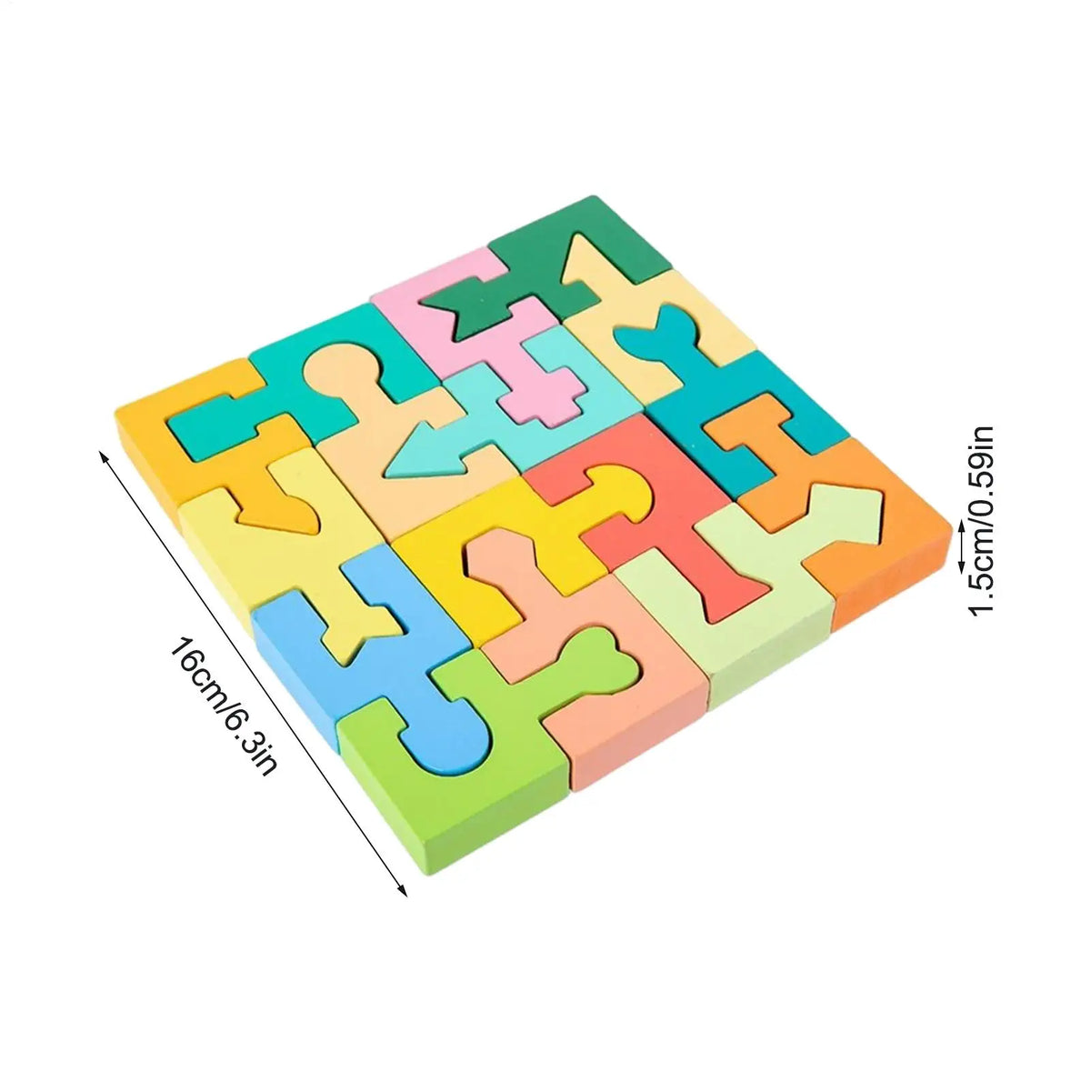 Wooden Puzzle Geometric Shape Matching Game 16 Pieces Jigsaw Puzzle for Boys Girls Ages 4-6 Learning Home School Kindergarten