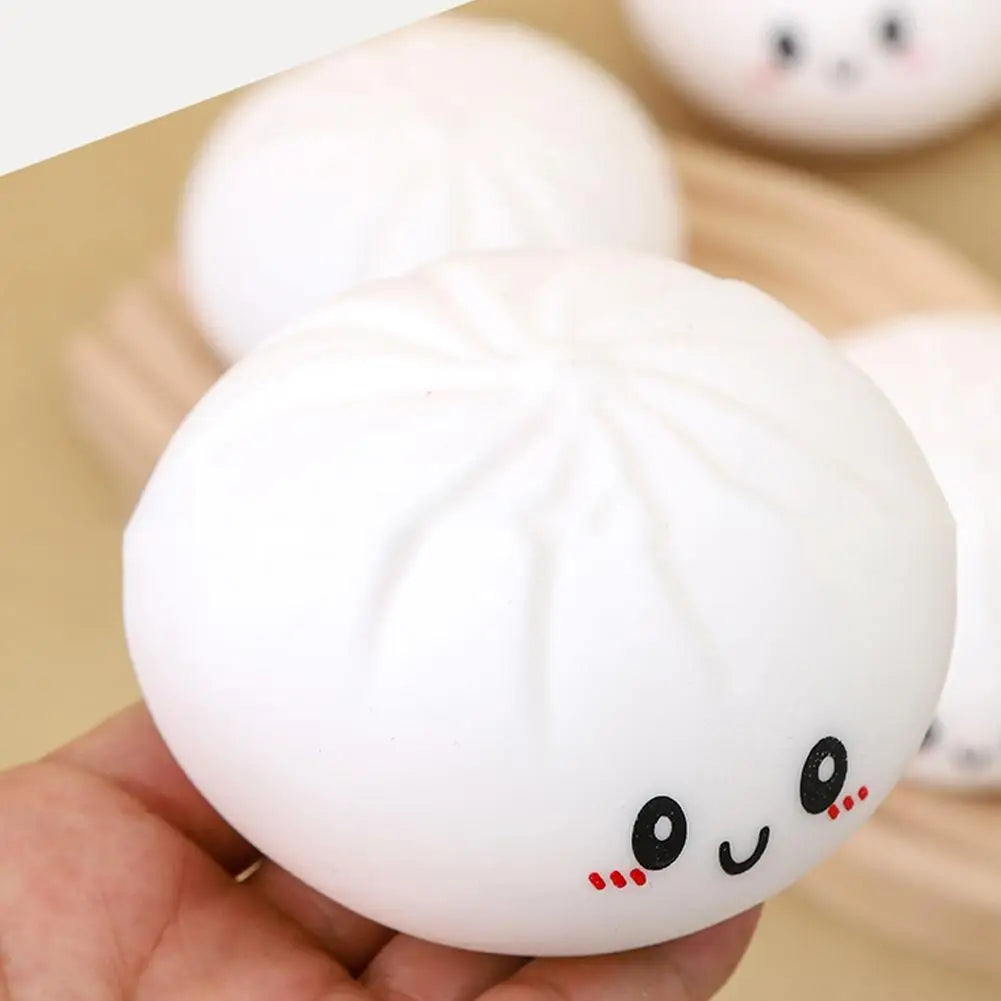 Colorful Dumpling Squishes Stress Balls Fidget Sensory Toys Simulation Food Squishies Bun with Steamer Squeeze Dough Ball Gifts