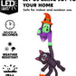 8FT Tall Witch and Black Cat Halloween Blow Up Roof Decoration  Inflatable Decoration with LED Lights Giant Halloween Inflatables for Outdoor Yard Roof Decor Indoor Garden Lawn Party Supplies