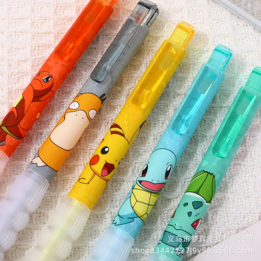 5pcs Pikachu Gel Pen Set Pokemon Ballpoint Pen Cartoon Printing Writing Pen Students Stationery Office Supplies