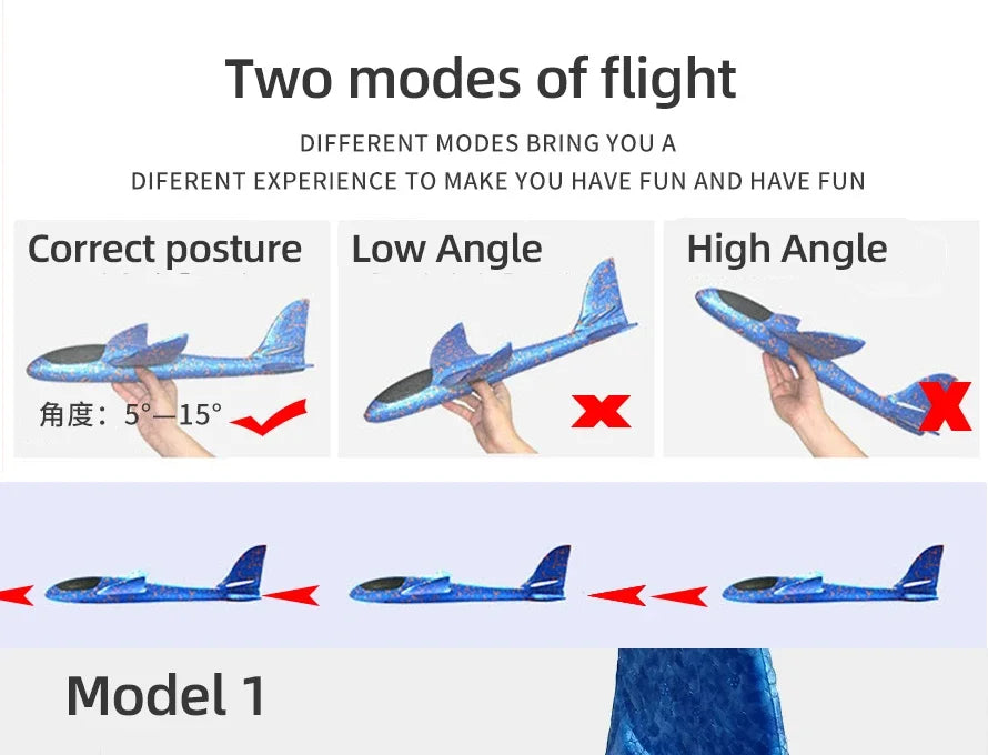 50CM Big Foam Plane Glider Hand Throw Airplane Light Inertial EPP Bubble Planes Outdoor Launch Toys for Gift