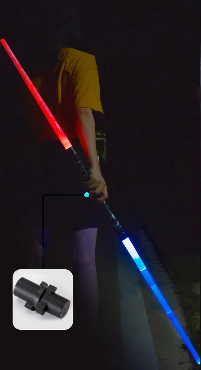 Children Colorful Glowing Sword Toys Laser Sword Lightsaber Red and Blue Double Saber Telescopic Music Cosplay Cool Flashing Toy