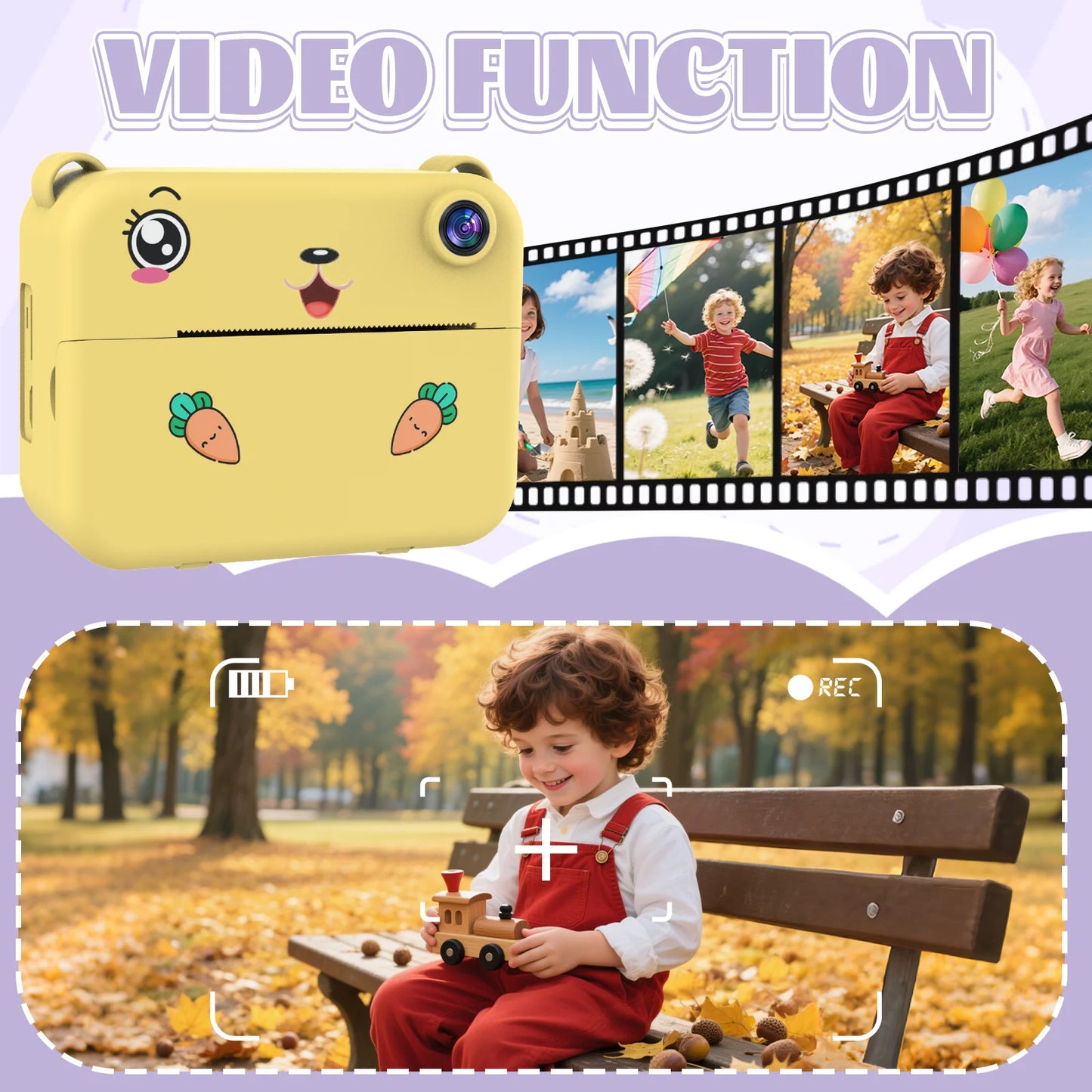 Children Digital Camera Photography Instant Camera 1080P HD Dual Lens Kids Video Recorder Toys for Girls Boys Best Birthday Gif