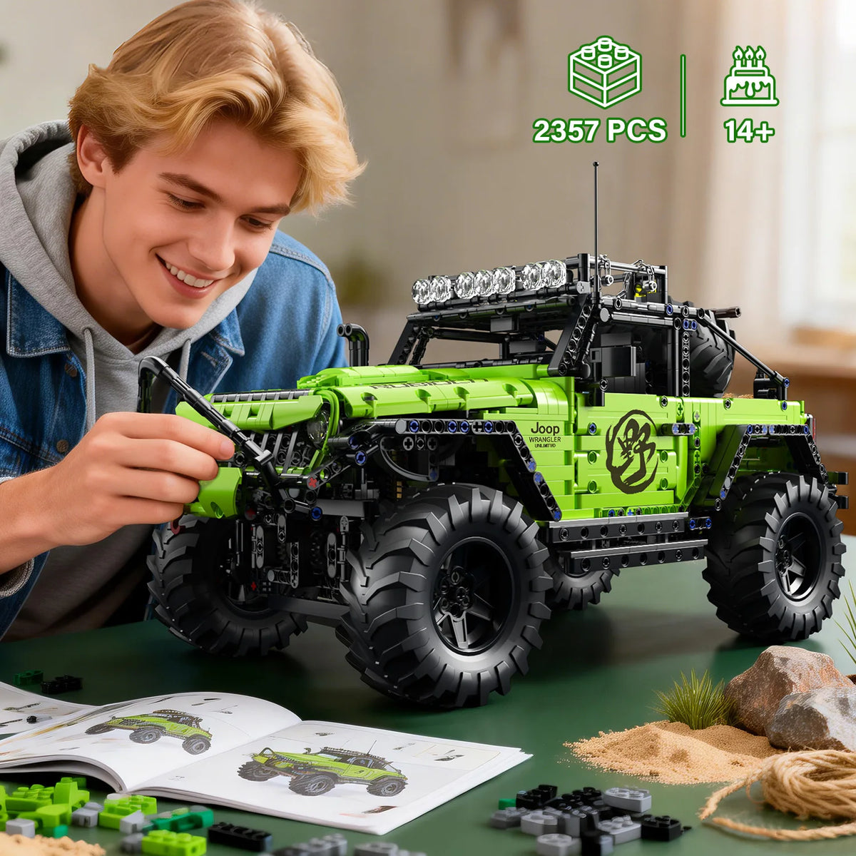 KAVOWORLD 2357PCS 1:8 MOC Technical Heavy Duty Off-Road Racing Trucks Car Building Blocks 4x4 DIY Assembly Vehicle STEM Toy Gift