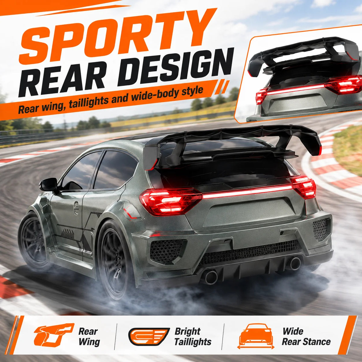 4WD High Speed RC Car 2.4G Remote Drifting Car 1:24 Scale Dual Mode One Click Switch LED Headlight Taillight Long Battery Life Racing Toy Car