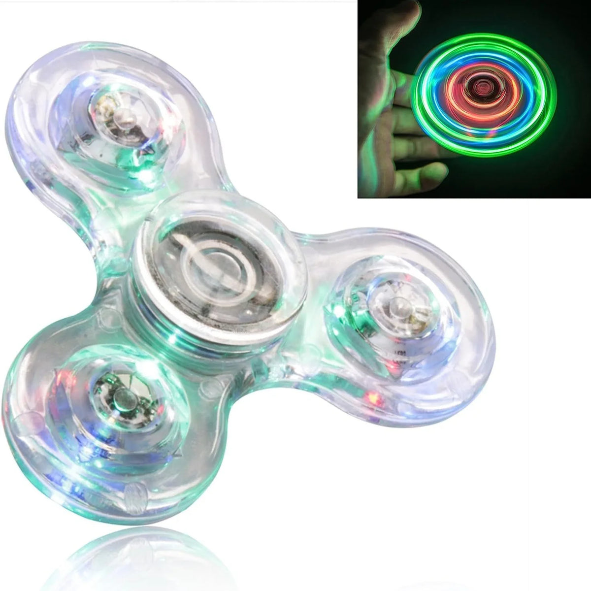 LED Colorful Light Fidget Spinner Transparent Luminous Hand Spinner Fingertip Gyroscope Finger Stress Relief Toys Gifts