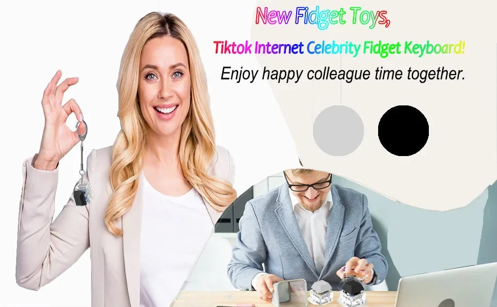 Keyboard Fidget Toys, Keyboard Fidget Keychain Decompression Toys Keyjcap Clicker Fidget Toy Stress Relief Fingertip Gadget