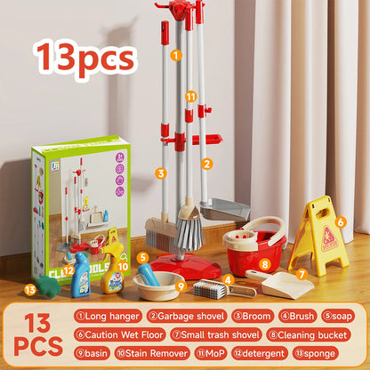 Kids Cleaning Toy Set for Toddlers Mini Broom Dustpan Mop Pretend Play Housekeeping Supplies Kits Montessori Toys Girl Boy Gifts