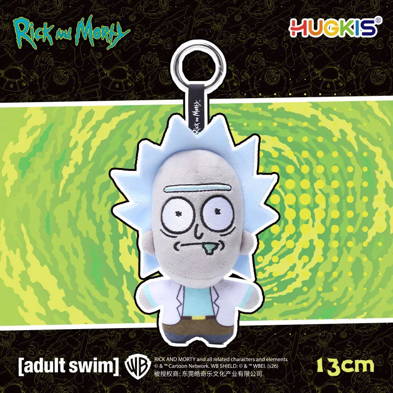 HUGKIS Official Rick And Morty Plush Keychains Stuffed Doll Pendant Bag Backpack Charm Collectibles Gifts For Adults Anime Fans