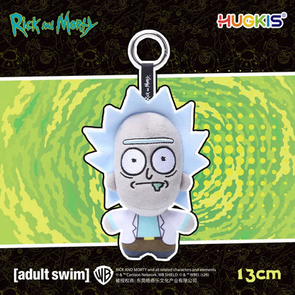 HUGKIS Official Rick And Morty Plush Keychains Stuffed Doll Pendant Bag Backpack Charm Collectibles Gifts For Adults Anime Fans