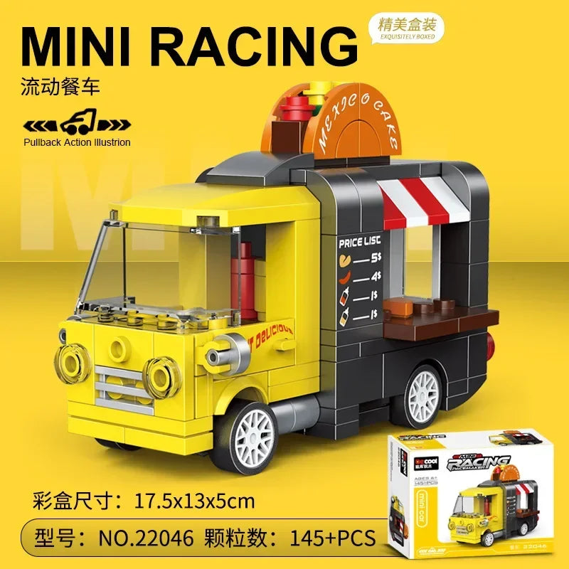 Racing Car Bus Engineering Vehicle Ambulance Pull Back Model Building Blocks Brick Toys Children Boys Birthday Gift Brick