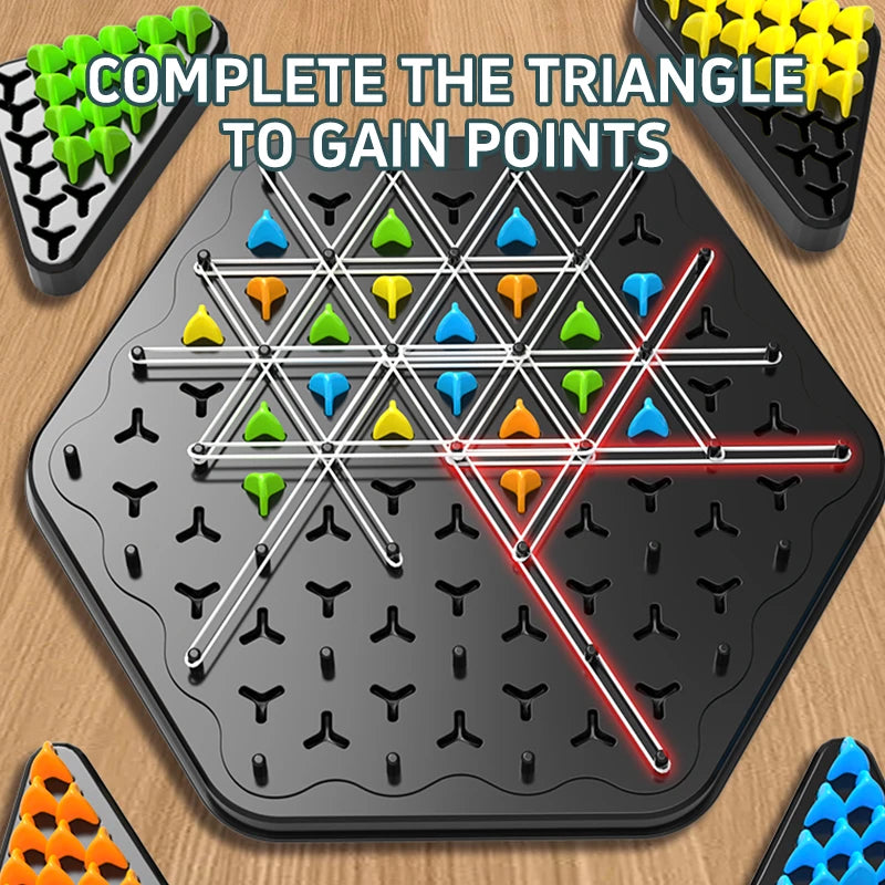Chain Triangle Chess Triggle Rubber Band Game Toy Board Game Competitive Battle Set for Kids Friends Parent-Child Interaction