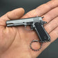 1:3 Scale Full Metal 1911 Gun Model Keychain Pendant with 7 Detachable Bullets Men's Decompression Toy Gift
