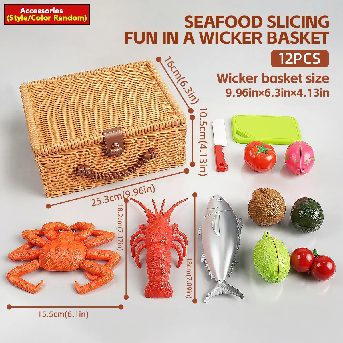 Simulation Lobster Emperor Crab Chicken Fish 3D DIY Assembly Toy Model Pretend Play Fruit Cutting Set Early Educational Gifts