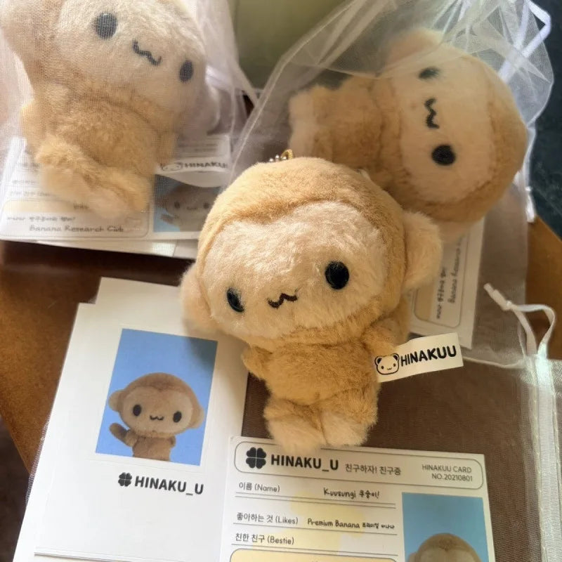 Kawaii Hinakuu Monkey Plush Keychain Stuffed Animals Banana Monkey Bag Charm Korean idol Style  Monkey doll  Plushie Bag Pendant