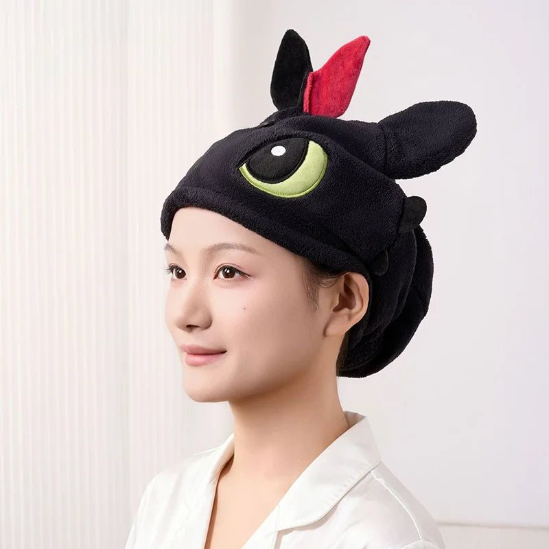 Official Licensed Dragon Toothless 3D Stereo Hair Drying Turban Ultra Soft Microfiber Quick