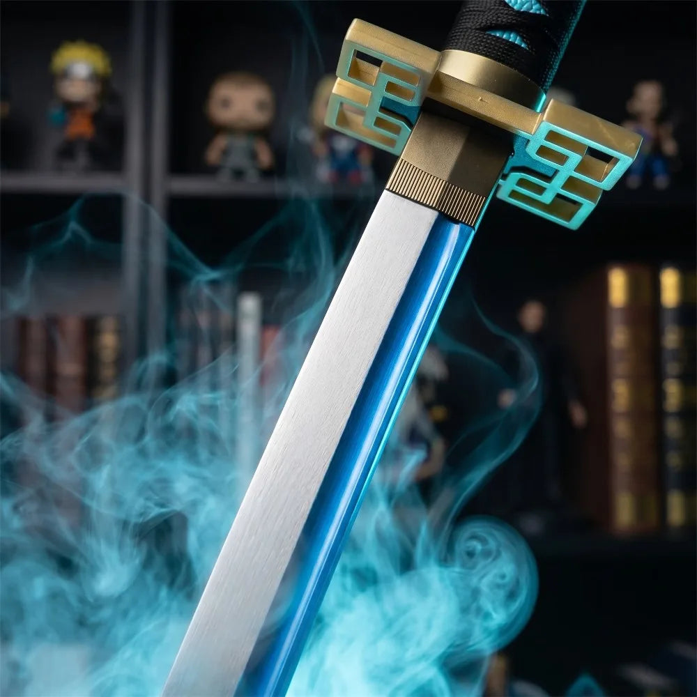40inch Mist Demon Slayer Katana Muichirou Sword LED Wood Vapor Original Sabre Cosplay Accessories Prop Schwert Vapour Toy Gift