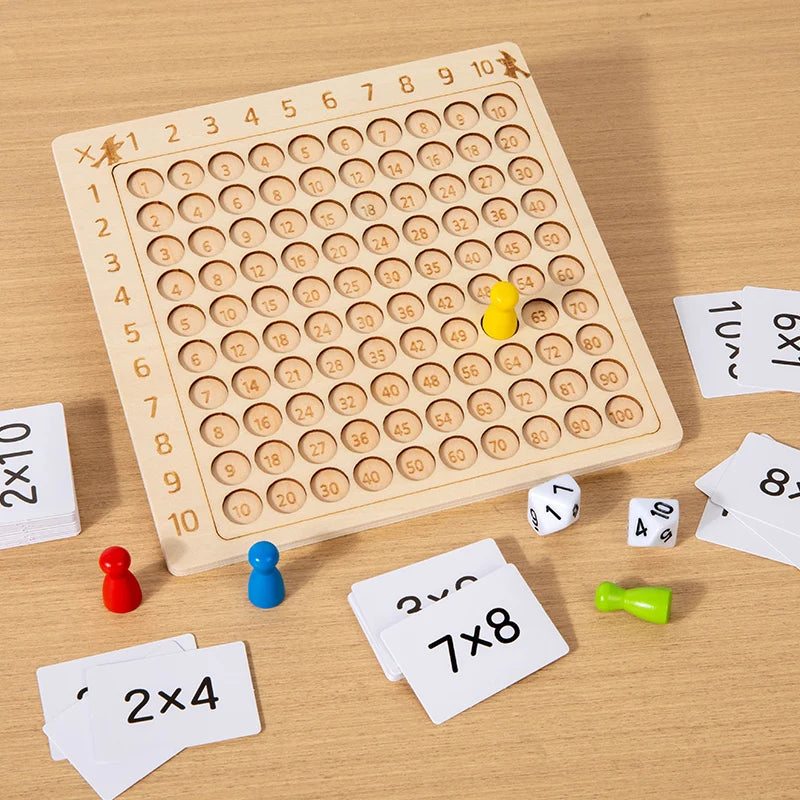 Wooden 99 Multiplication Board Montessori Arithmetic Toys Multiplication Table Math Learning Counting Teaching Aids for Kids