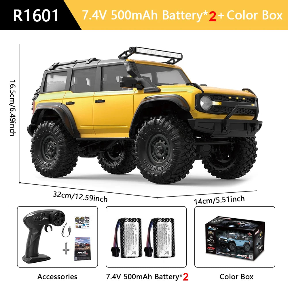 1/16 RC Car HB R1601 Remote Control Climbing Car 4WD High-Speed Electric Off-Road Toy Car With Colorful Lights Suitable For Boys' Outdoor Play
