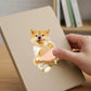 3D Shiba Inu Dog Belly Sticker, Cute Puppy in Orange Outfit with Soft Pink Background, Silicone Self-Adhesive Decal 1PCS