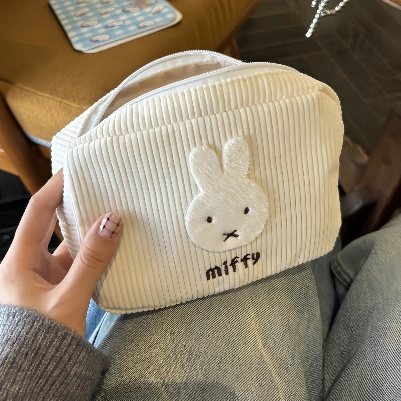 Anime Miffy Corduroy Cosmetic Bag Ins Portable Large-capacity Capacity Handbag Stationery Storage Bag Gift Toys for Girl