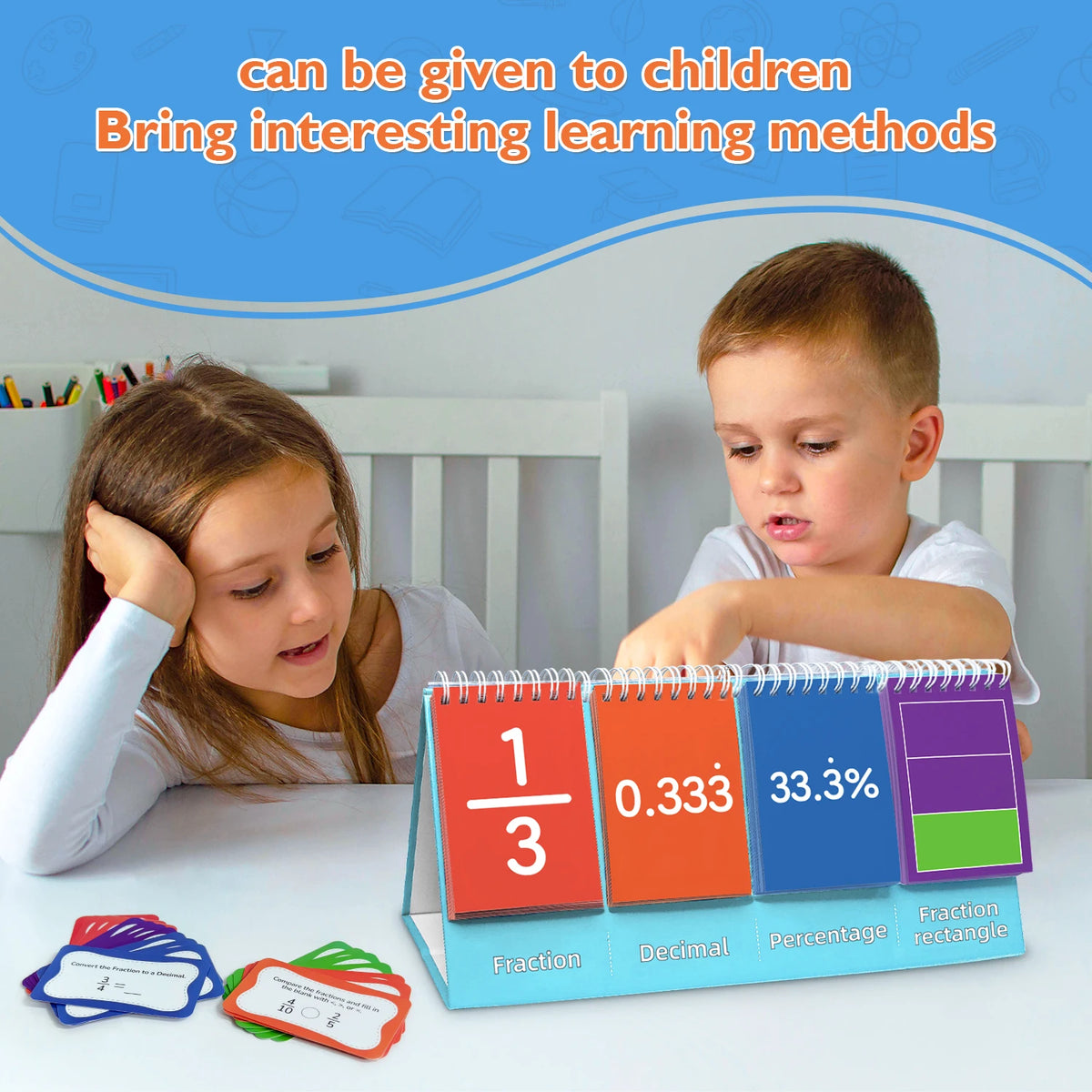 Math Fraction Flip Calendar, Early Math Learning Tool for Kids, Interactive Educational Toy for Home & School