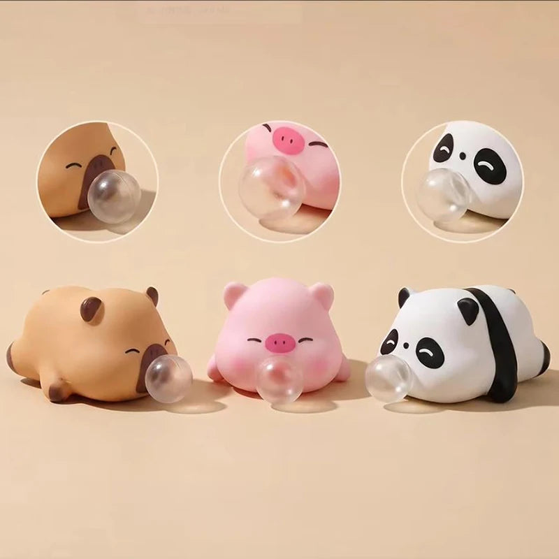 Funny Bubble Blow Squishy Toy Pop Out Squeeze Toys Cartoon Animal Panda Capybara Squishies Stress Relief Fidget Toy Party Gift