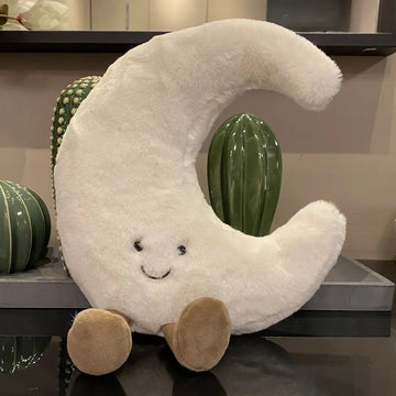 Smile Face Sun & Moon Plush Toy – Cute Cartoon Weather Pillow