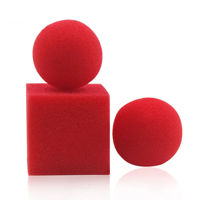 Red Balls To Square (1set=1pc square + 2pcs ball) Magic Tricks Close Up Sponge Magia Appear Vanish Magie Illusions Gimmick Props