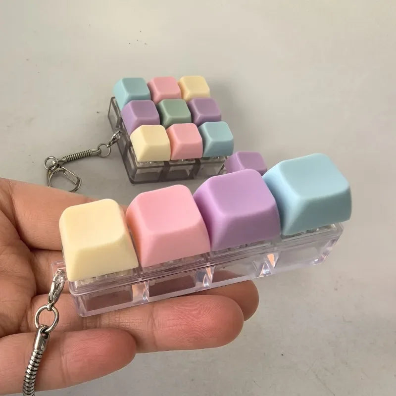 4/9 Keyboard Press Key Toy Decompression for Toys Anti Stress Finger Keyboard Games Keychain Accessory
