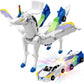 Hotfree Magnetic Dinosaur Transformer Car Toy, 2-in-1 Magnetic Cars That Transform into Flying Dragon Deer and Unicorn, Automatic Collision Transforming Toy, Fun STEM Toy Birthday Christmas Gift for Boys & Girls