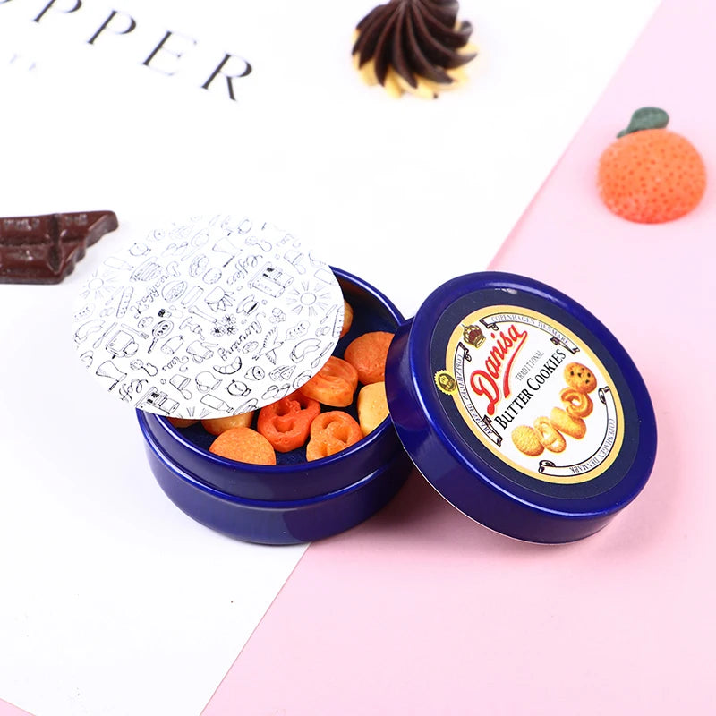 1Pcs 1/12 Dollhouse Miniature Danish Cookie  Box Model Set Kitchen Accessories For Doll House Decor Kids Toys Gift