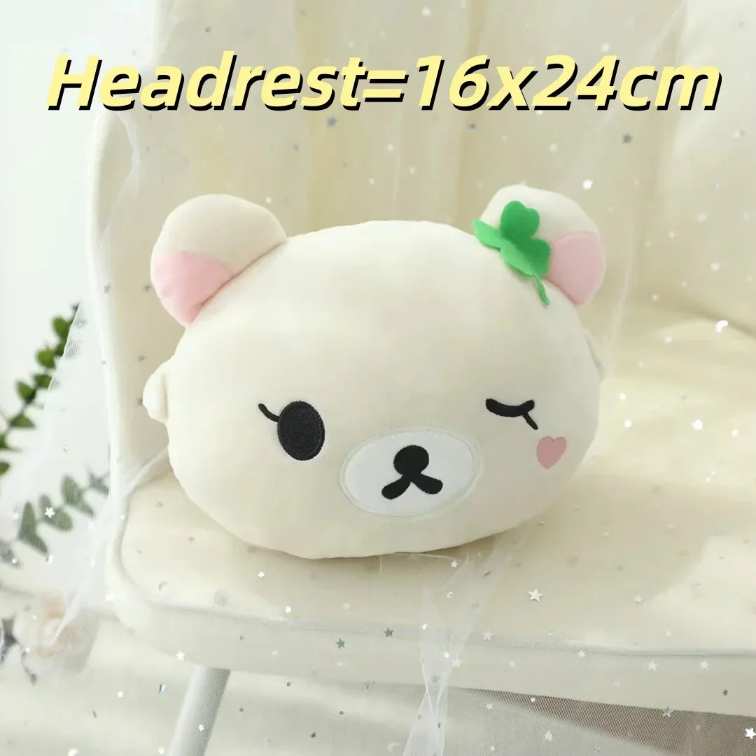 Kawaii Rilakkuma Car Seat Belt Cover Soft Plush Bear Seat Belt Shoulder Pad Japanese Style Cute Car Accessory for Girls Women