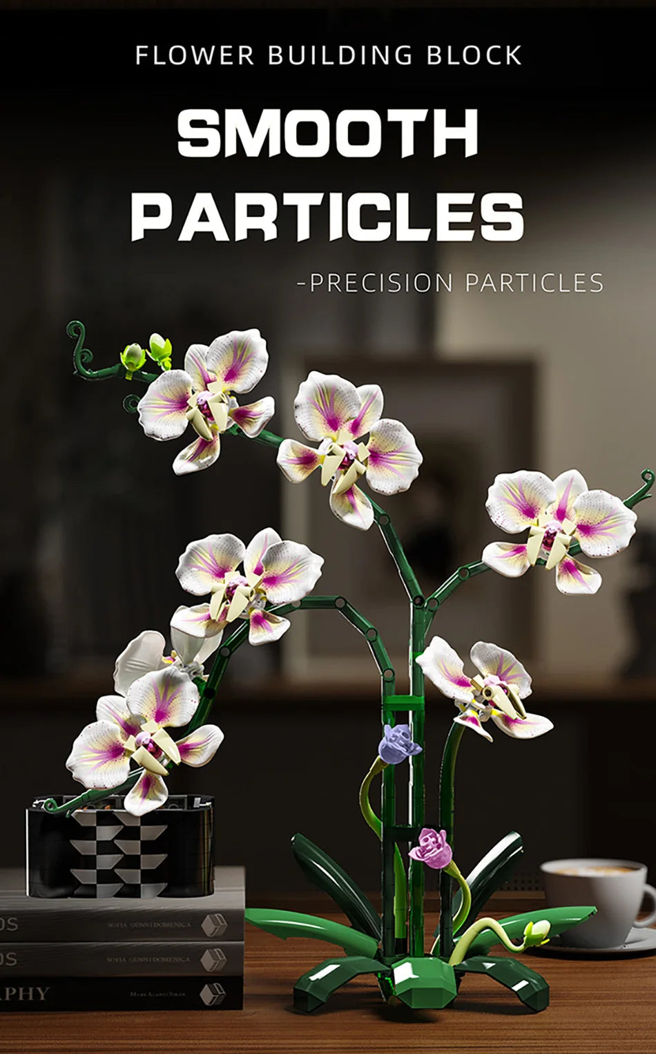 Creative Orchid Cymbidium Eternal Flowers Potted Plant Building Blocks Simulation Phalaenopsis DIY Bricks Toys Valentine's Gift