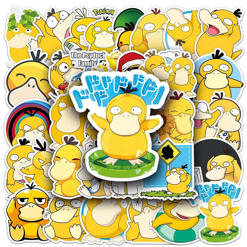 10/30/50pcs Cute Pokemon Anime Psyduck Stickers Funny Decals Toy Phone Water Bottle Notebook Kawaii Cartoon Sticker Decoration