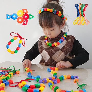 Beaded DIY Puzzle Bracelet – Educational Geometry Shape Toy for Kids