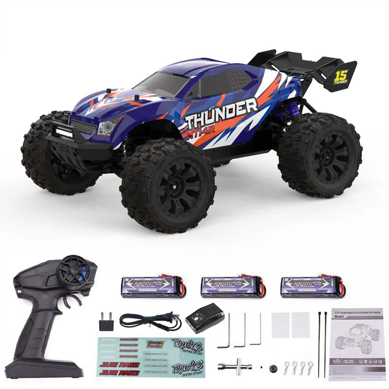 JIUSI PT14R MT14R 1/14 4WD RC Car 80km/h Brushless 2.4G Remote Control Racing Car High Speed Off-road RC Truck 3S 35C 2200mAh