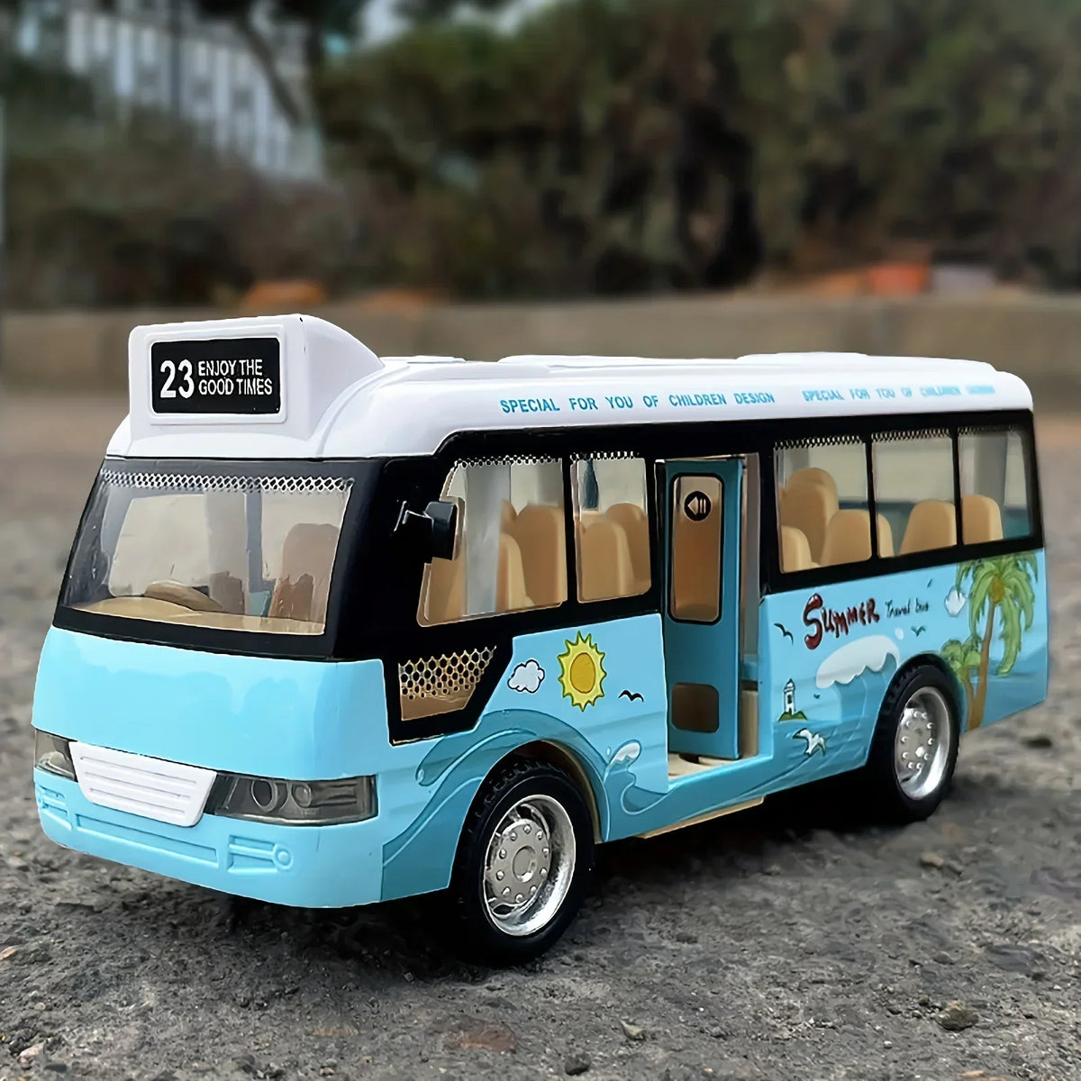 Mini Car Model Friction Powered Cars School Bus Toys Plastic City Bus With Sound And Light Miniature Vehicle Models