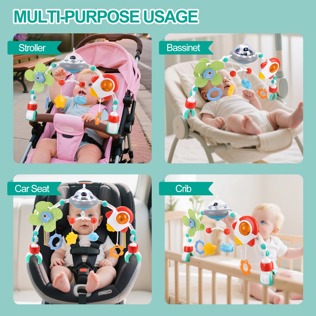 Baby Stroller Arch Toys Bouncer Toy Pram Activity Arch Toys Fine Motor Skills Toys Sensory Development Arch Baby Car Seat Toys
