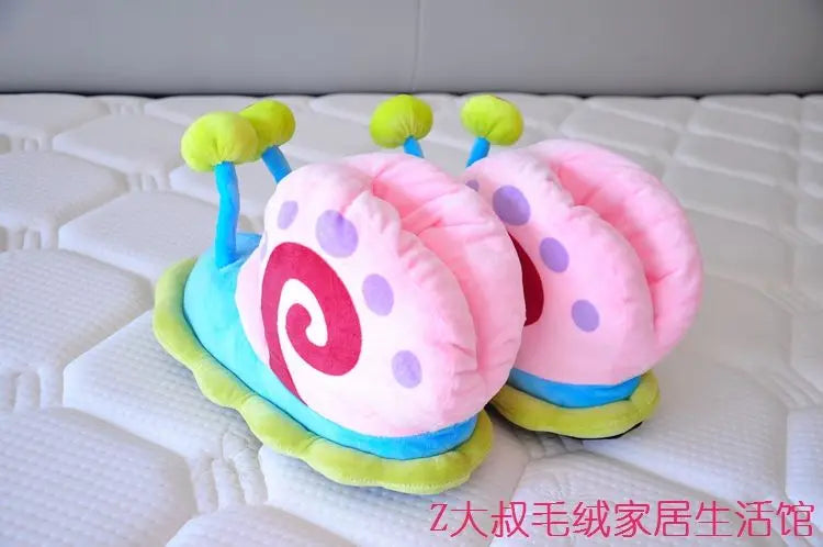 Plush SpongeBob SquarePants Cotton Shoes Snail Bags Heels Cute Home Slippers SpongeBob SquarePants Snail Boots Plush Gift