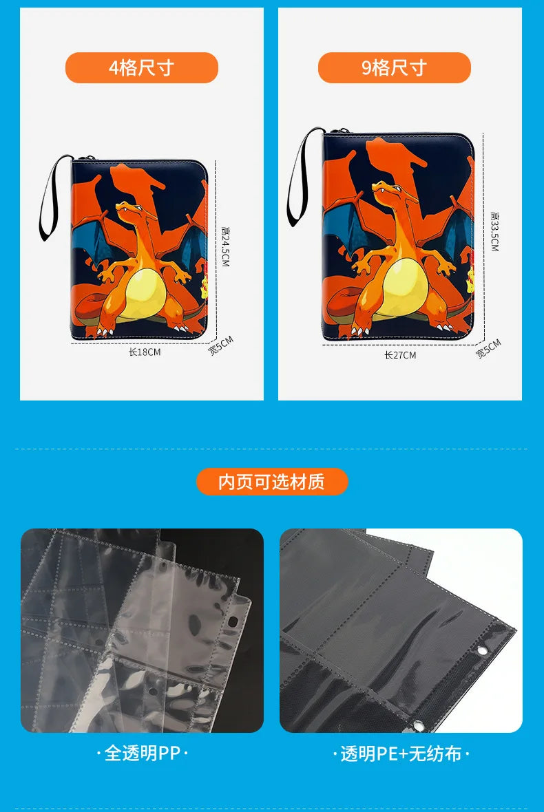 Squirtle Bulbasaur Card Binder Anime Photo Album Collect Loose Leaf Pu Zipper Figure Card Holder Storage Bag Toy Peripheral Gift
